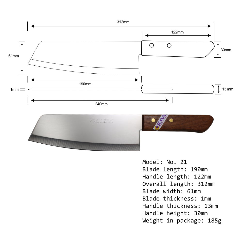 Nóż/tasak Santoku KIWI 19cm - obrazek 2