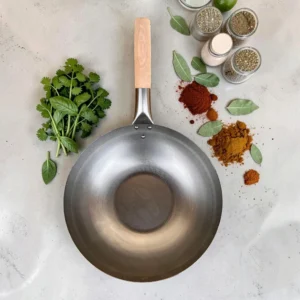 Patelnia wok ze stali węglowej z płaskim dnem 12cali (30cm) INDUKCJA!
