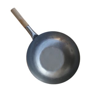 Patelnia wok RĘCZNIE KUTY ze stali węglowej z płaskim dnem 13cali (33cm) Orient Cook